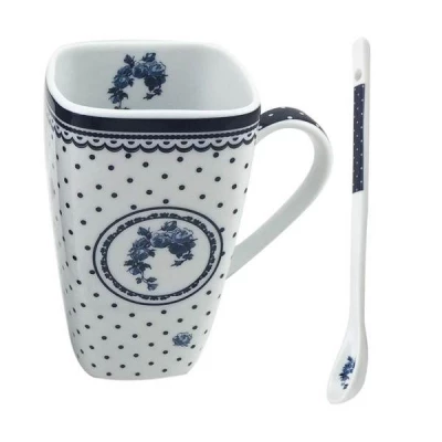 Porcelánový hrnek Elegant blue 600 ml - modré tečky