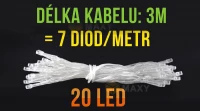 ISO Vánoční řetěz na baterie 20 LED zelená délka 3m 