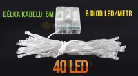 ISO Vánoční řetěz na baterie 40 LED modrá délka 5m 