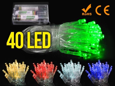 ISO Vánoční řetěz na baterie 40 LED zelená délka 5m 