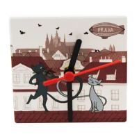 Hodiny ker. 11 cm, Prague cat