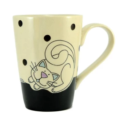 HOME ELEMENTS Keramický hrnek Kočka 400 ml bílý
