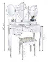 Malatec 4644 Toaletní stolek se stoličkou a zrcadlem XL