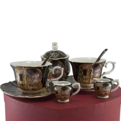HOME ELEMENTS Porcelánový set - šapo sady, mléčenky a cukřenka - Klimt 2 x 250 ml