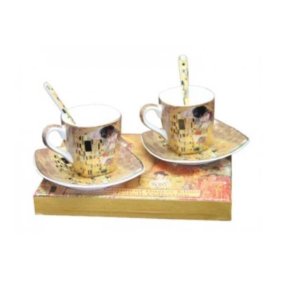 HOME ELEMENTS Šapo sada espresso se lžičkami - Klimt 2 x 100 ml