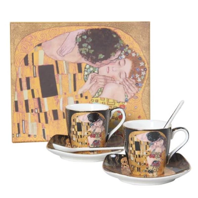 HOME ELEMENTS Espresso set - šálky s podšálky a lžičkami - Klimt