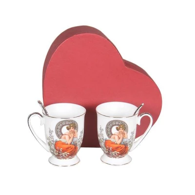 HOME ELEMENTS Hrnky se lžičkami 280 ml - Mucha 2 ks