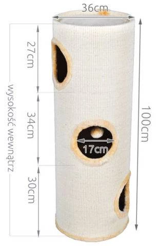Malatec 2797 Škrabadlo pro kočky 100x36 cm, trojposchoďová věž béžová