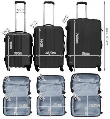 Malatec 2819 Sada 3 Cestovních kufrů ABS, M/L/XL černá + TSA zámek