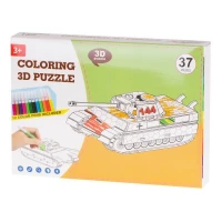 KIK Papírové 3D puzzle s barvičkami Tank 37 dílů