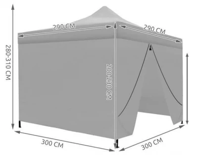 Malatec 9923 Prodejní stánek 3 x 3 m + 4 stěny šedý