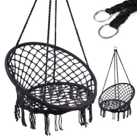 KIK KX7630 Závěsné křeslo s třásněmi 80 cm černá