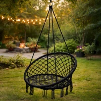 KIK KX7630 Závěsné křeslo s třásněmi 80 cm černá
