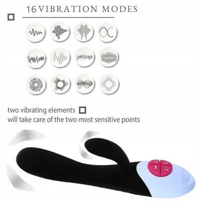 Sensual Vibrátor Rabbit Silicone 21 cm černá