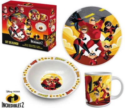Javoli Dětská jídelní sada Disney ÚŽASŇÁKOVI, 3-dílná, porcelán