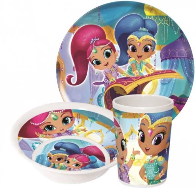 Javoli Dětská jídelní sada Disney  Shimmer and Shine, 3-dílná, melanin