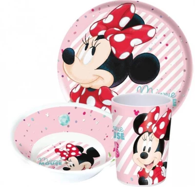 Javoli Detská jedálenská súprava Disney Minnie 3-dielna, melanín