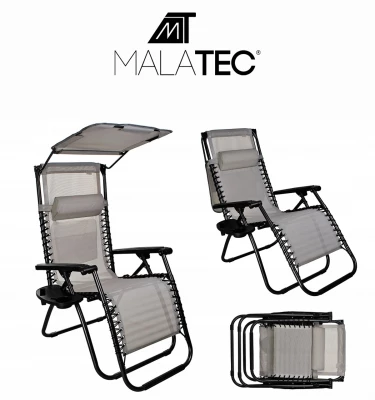 Malatec 10060 Plážové ležadlo so strieškou Boston béžovej