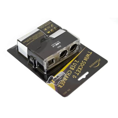 GT K517A Nabíjecí adaptér do auta 2x USB, 2x zapalovač