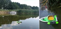 ISO 6050 Zakrmovací zavážecí rybářská loď 43cm s nosností až 1200g zelená bazar