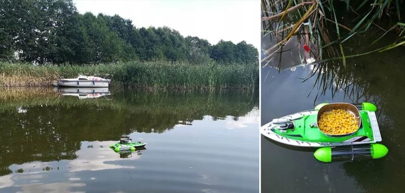 ISO 6050 Zakrmovací zavážecí rybářská loď 43cm s nosností až 1200g zelená bazar
