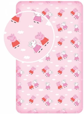 Javoli Detské bavlnené prestieradlo Prasiatko Peppa 90 x 200 cm