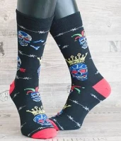 Happy Veselé ponožky Lebka s korunou vel. 41-46 černé