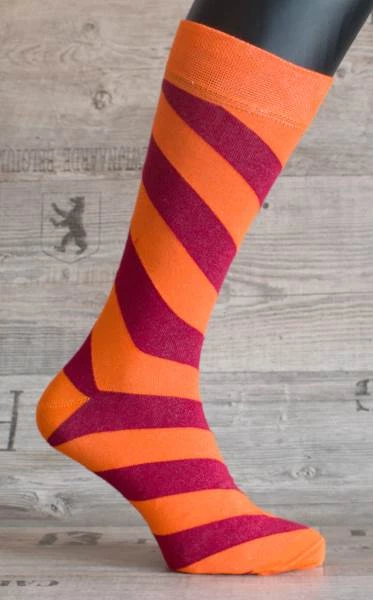 Happy Veselé ponožky Prúžok vel. 41 - 46 oranžovočervené
