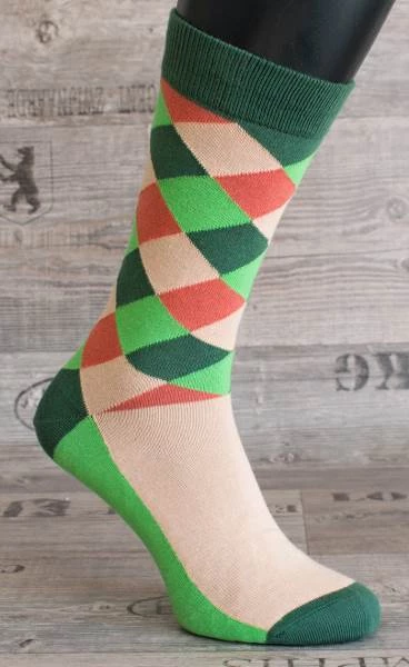 Happy Veselé ponožky Kárové vel. 36- 40 zelenobéžové