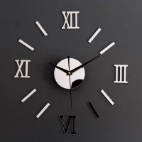 KIK Designové 3D nalepovací hodiny Římské číslice 130 cm stříbrné