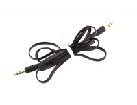 APT Adaptér Jack 3,5mm x Jack 3,5 mm audio plochý kábel čierny 1m