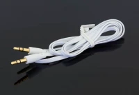 APT Adaptér Jack 3,5mm x Jack 3,5 mm audio plochý kábel biely 1m