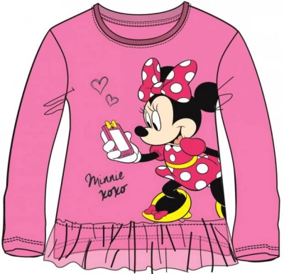 Javoli Detské tričko dlhý rukáv Disney Minnie s volánikom veľ. 116 ružové