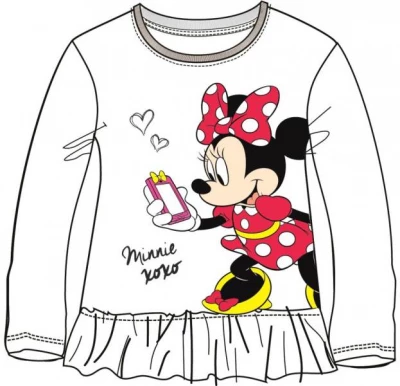 Javoli Detské tričko dlhý rukáv Disney Minnie s volánikom veľ. 110 biele