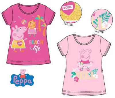 Javoli Detské tričko krátky rukáv Prasiatko Peppa veľ. 104 svetloružové
