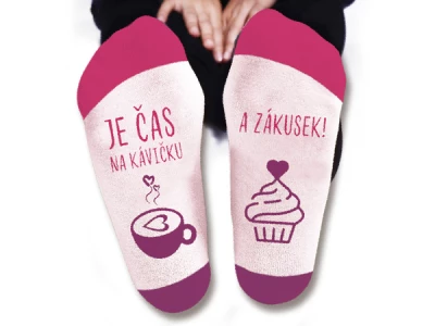 Nekupto Humorné ponožky dámske - Je čas na kávičku