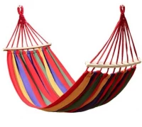 KIK KX1197 Hamaka houpací síť 200 x 150cm červené pruhy