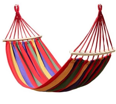 KIK KX1197 Hamaka houpací síť 200 x 150cm červené pruhy