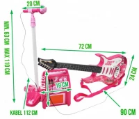 ISO Dětská rocková elektrická kytara na baterie + zesilovač a mikrofon růžová - bazar
