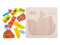 KIK Dřevěné puzzle Loďka 13 dílků