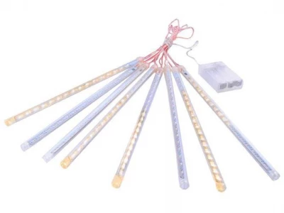 Meteor světelný déšť krápníky rampouchy - 8 x 30cm 144 LED - studená bílá 3xAA