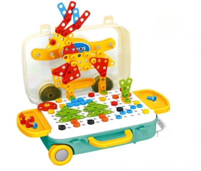 KIK Mozaika dětské puzzle plastové bloky + šroubovák 258 dílků