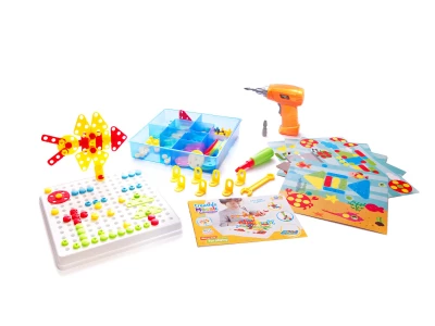 KIK Mozaika dětské puzzle plastové bloky + šroubovák 261 dílků
