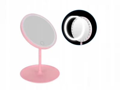 Verk 15785 kozmetické zrkadlo s LED podsvietením ružové
