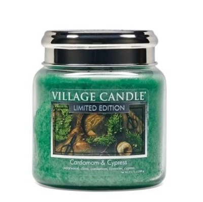 Village Candle Vonná svíčka ve skle, Kardamom a Cypřiš - Cardamom & Cypress 16oz