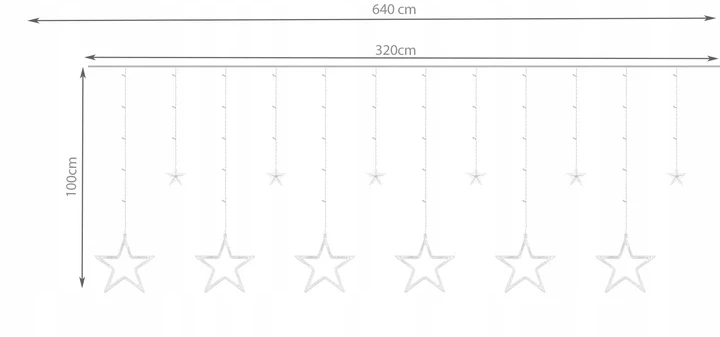 ISO 11318 Svetelný záves hviezdy 138 LED studená biela