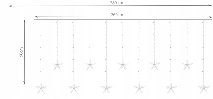 ISO 11322 Světelný závěs hvězdy 108 LED studená bílá