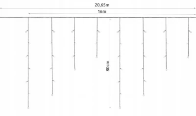 ISO 11436 Vianočný svetelný záves 500 LED, 3.6W teplá biela 20,65 m