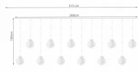 ISO 11347 Svetelný záves gule 108 LED, 3.6W studená biela