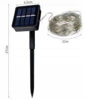 ISO 11396 Vianočný svietiaci struny Solárne 200 LED, multicolor 22m